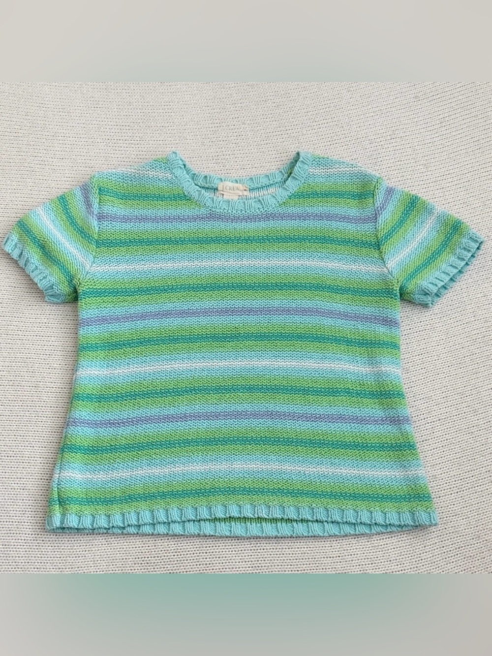 J Crew 100% Cotton Striped Short Sleeve Sweater, Size Small